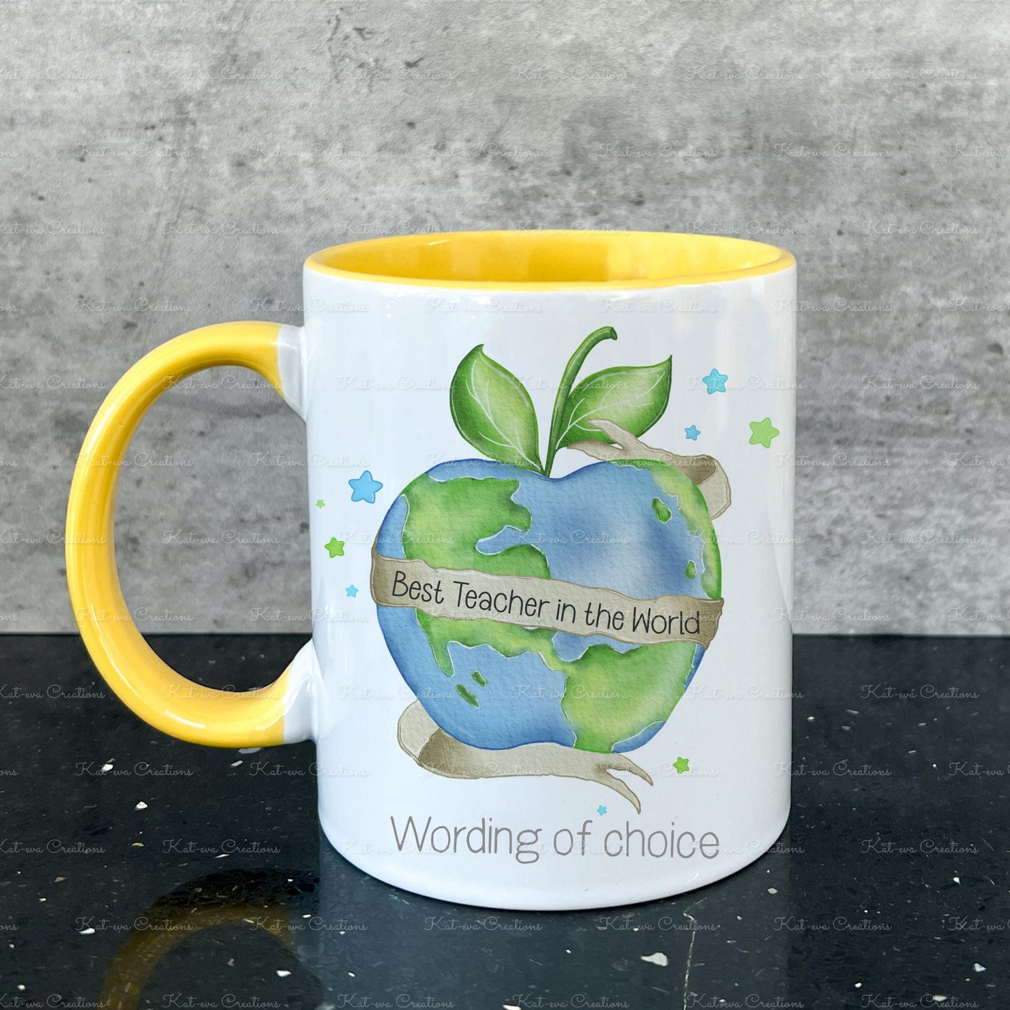 Teacher's mug. personalised teachers cup. best teacher in the world gift. teaching assistant present. apple for my teacher