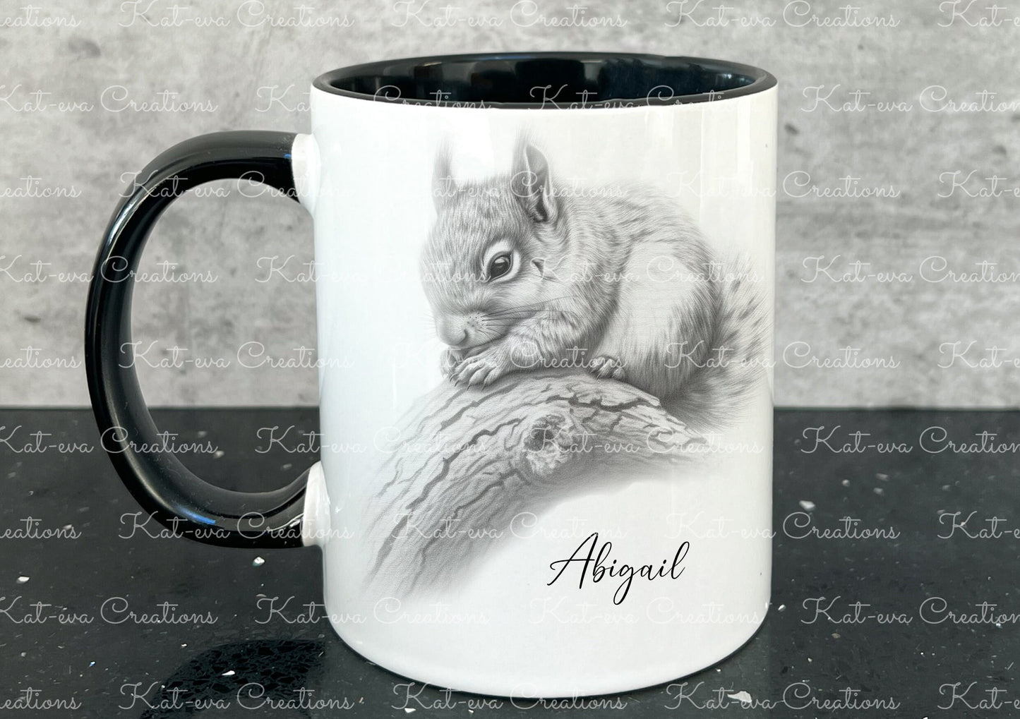 squirrel mug. Personalised squirrel cup. Ideal gift for Christmas. Birthday, secret santa or stocking filler