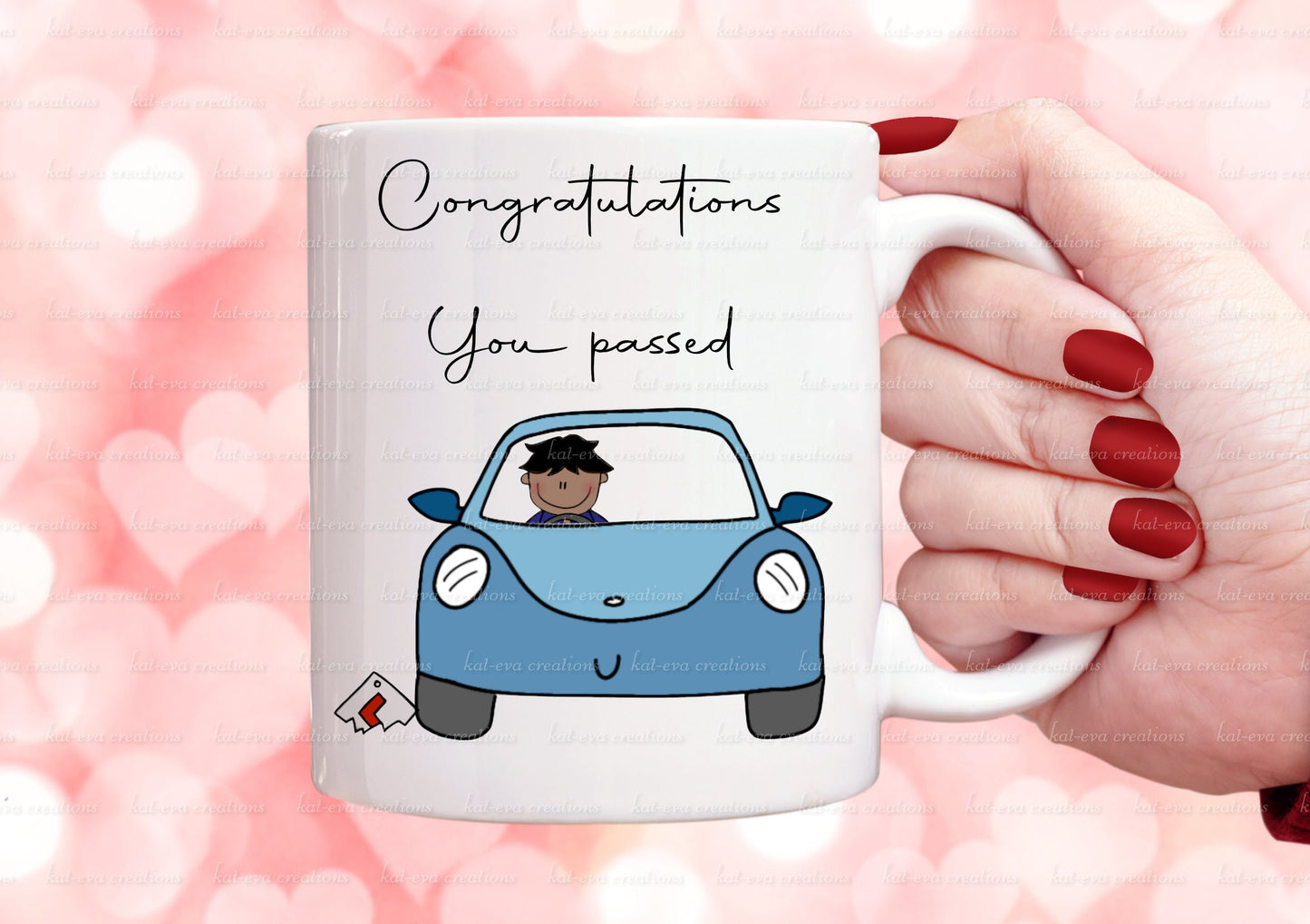 congratulations on passing you driving test mug, thank you driving instructor. can be personalised