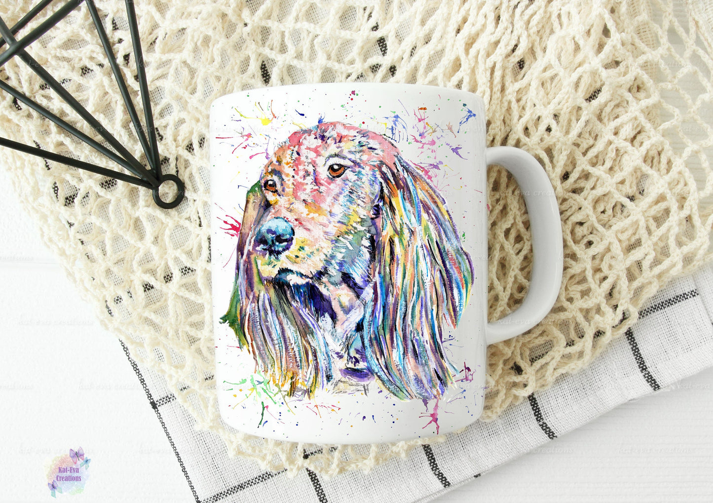 watercolour spaniel mug. can be personalised. Cocker, springer, sprocker spaniel