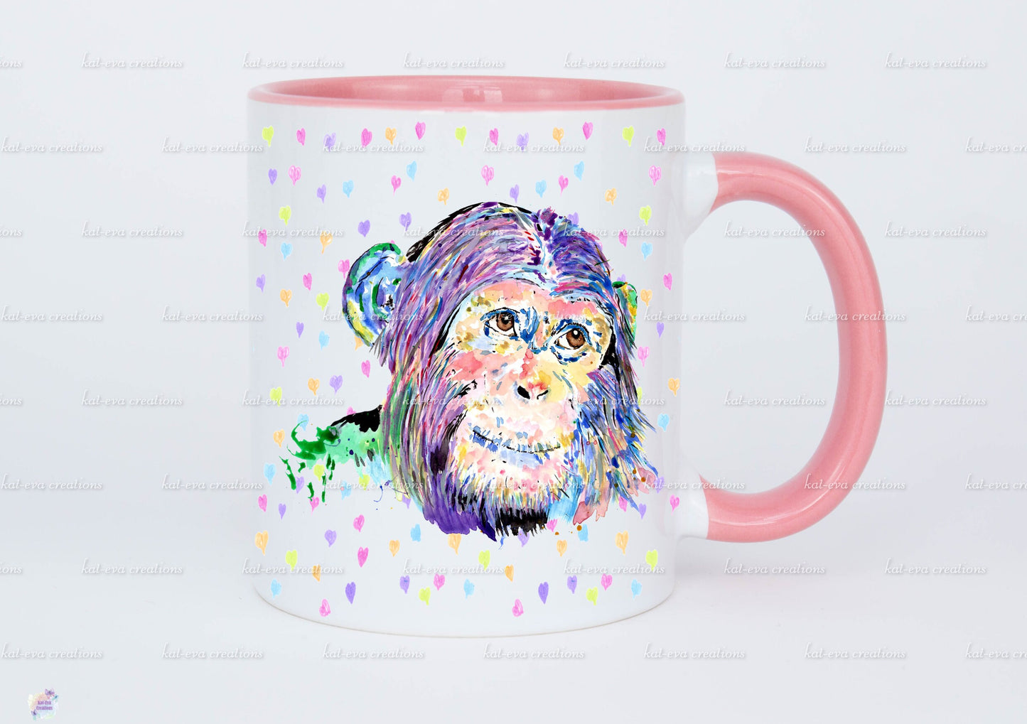 personalised watercolour chimp 11oz mug or mug and coaster set