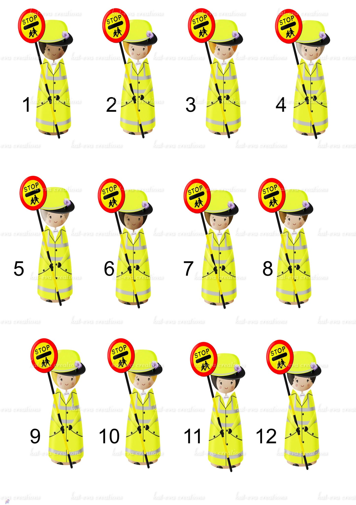 personalised lollipop lady / man / crossing peg doll rainbow 11oz mug or mug and coaster set