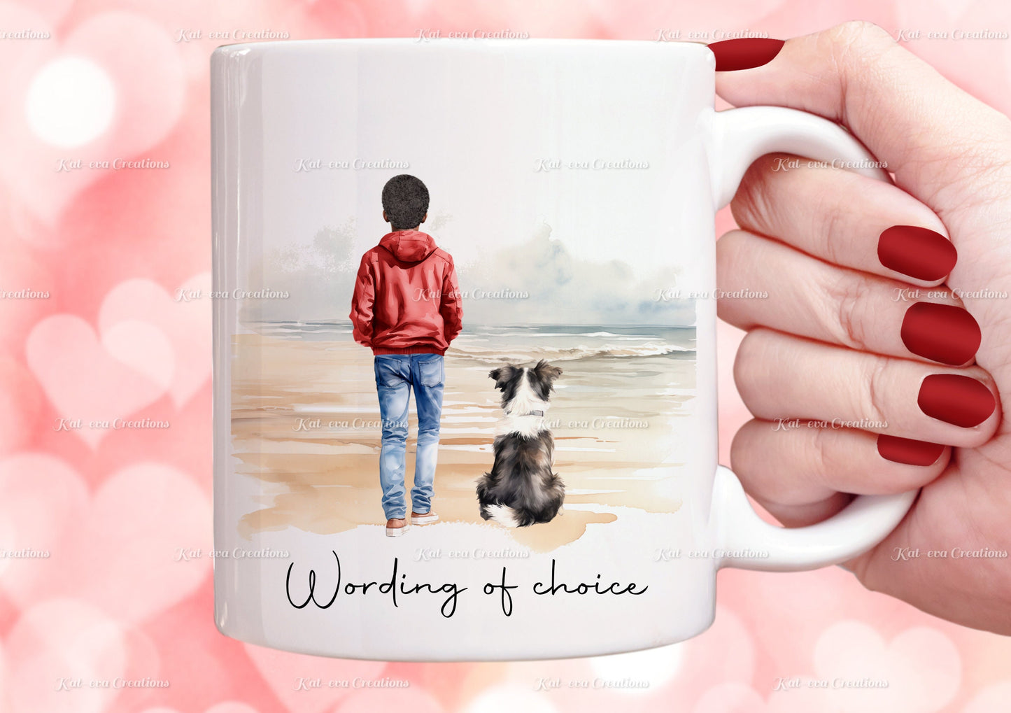 Dog and owner mug. personalised dog mug. Lots of different people and dogs available, Ideal Birthday or Mothers day gift