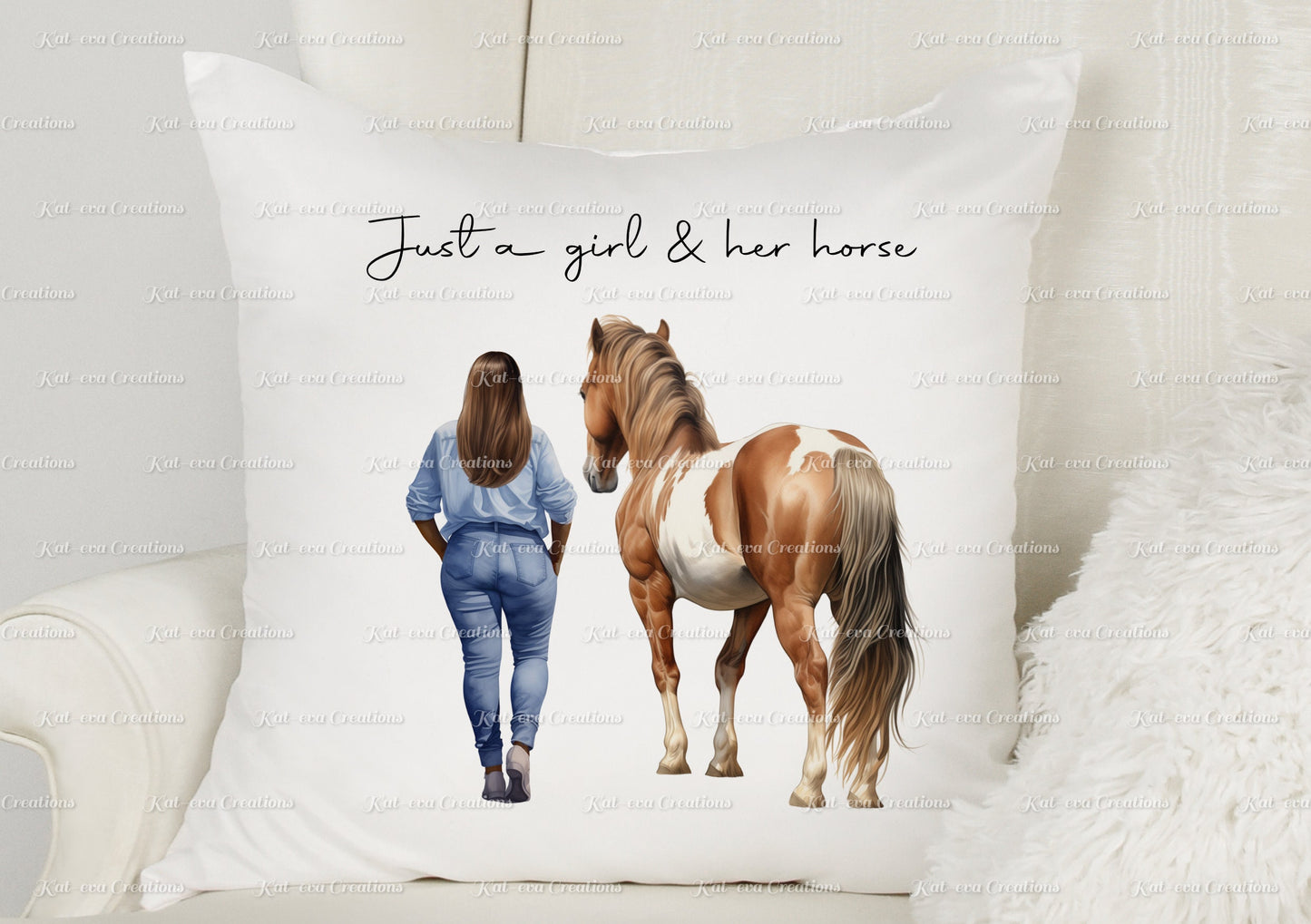 Horse cushion. personalised horse pillow. Lots of different girls and horses available