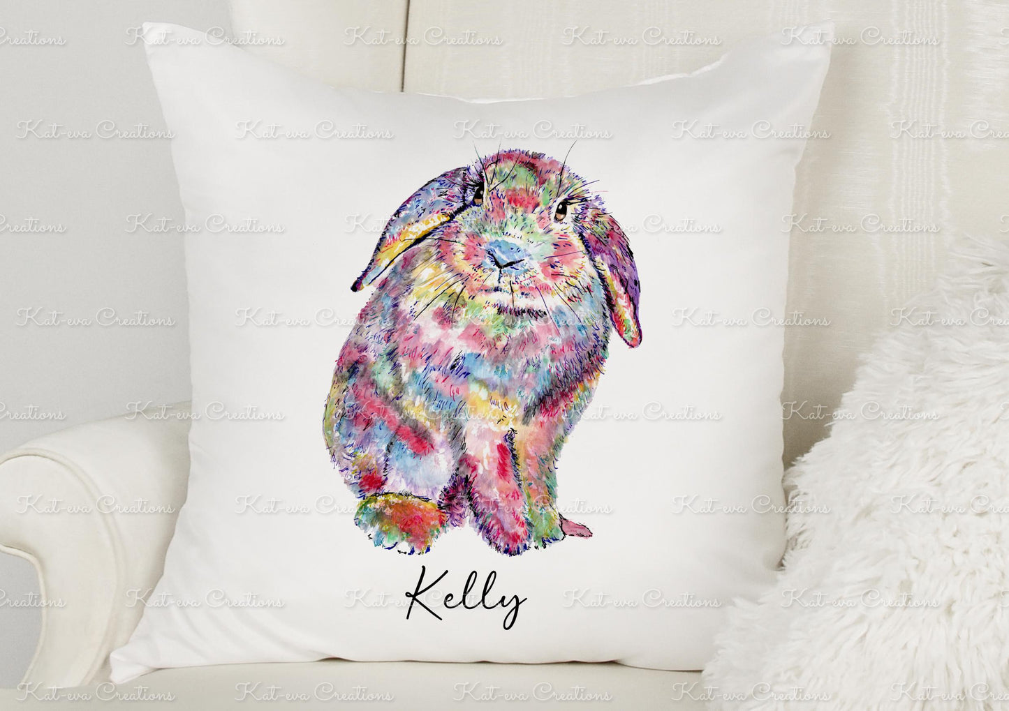 rabbit cushion. personalised bunny pillow. ideal birthday present, christmas or secret santa gift