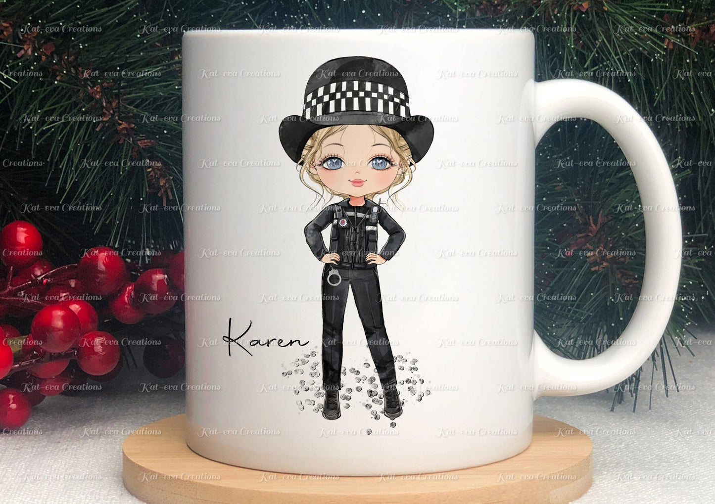 personalised police woman mug. police lady, police man