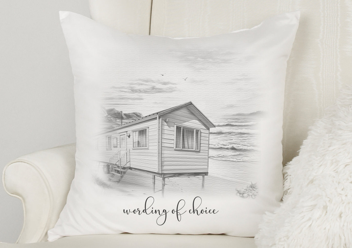caravan cushion. personalised static caravan pillow. Camping and caravanning gift. Birthday present. Mothers or fathers day gift