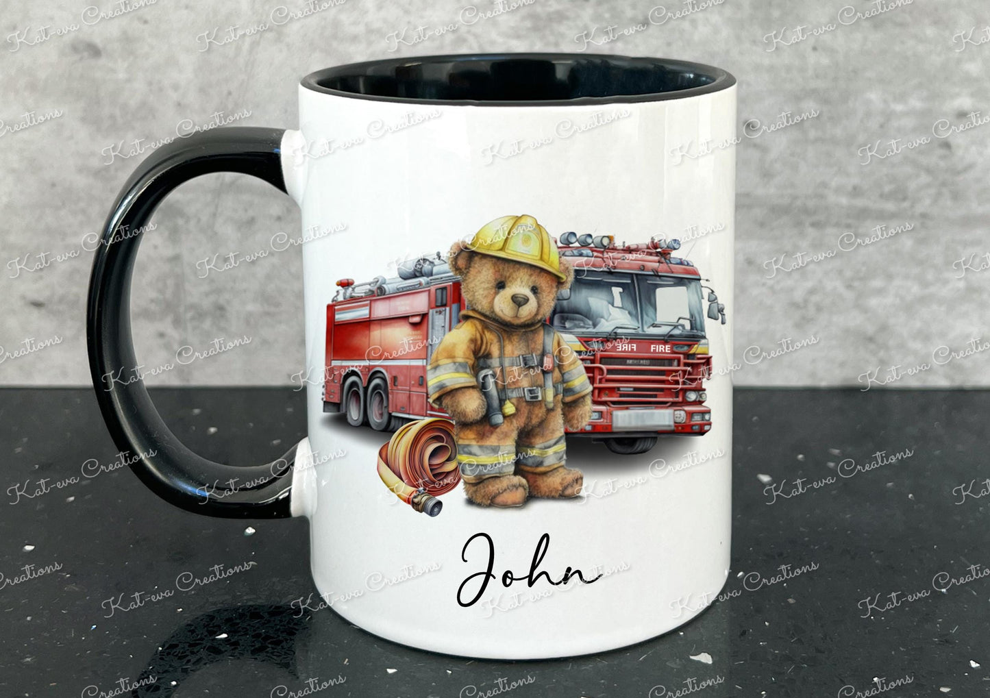 Fireman mug. Firewoman cup. Personalised teddy cup. Ideal passing out gift. birthday or christmas present. secret santa