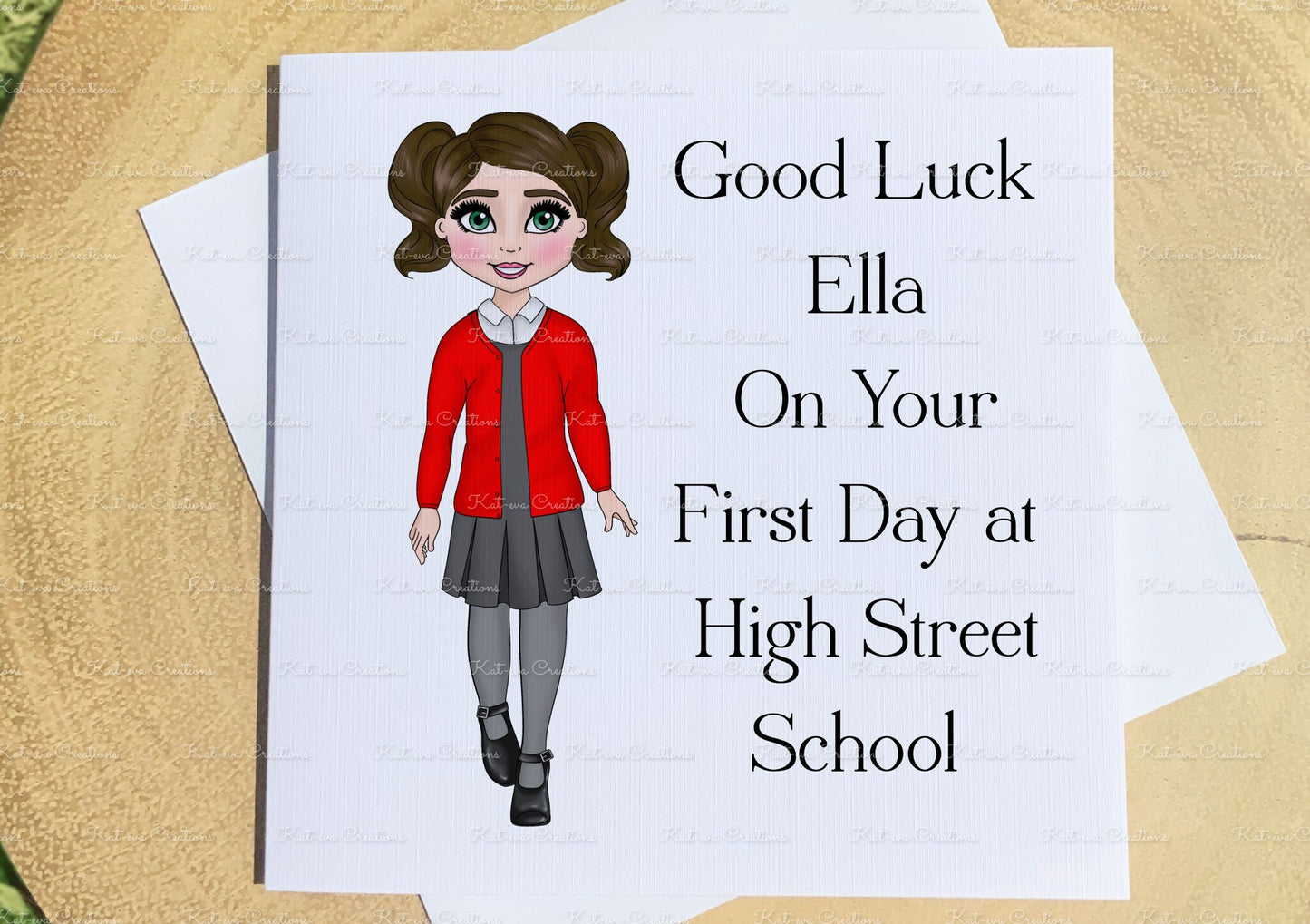 First day at school card. Personalised school card. Good Luck card. Back to school gift. Lots of choices available.