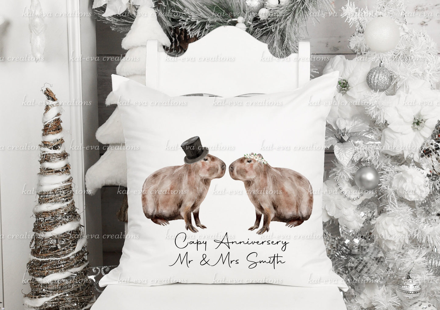 personalised wedding capybara cushion, ideal wedding or anniversary gift