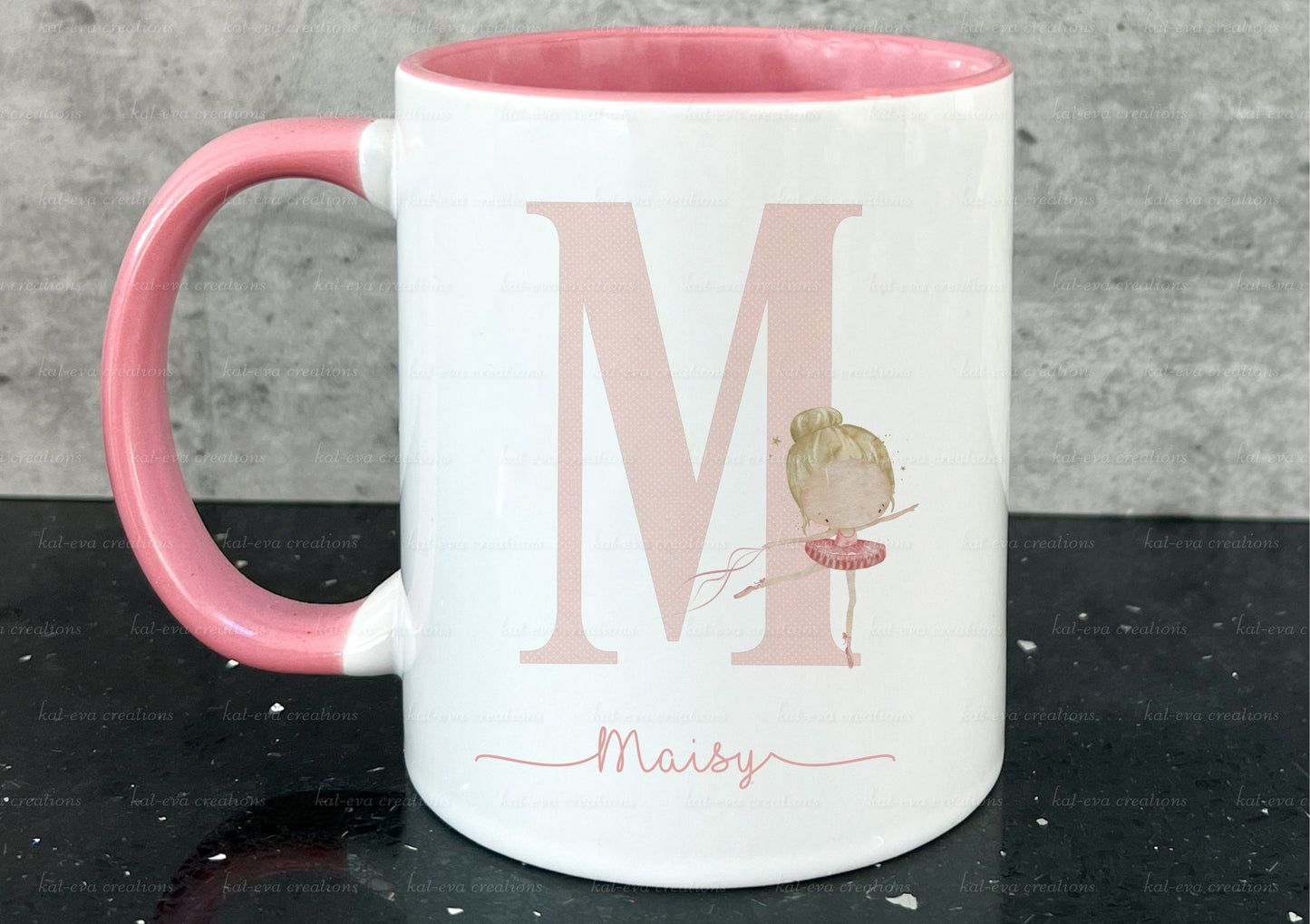 Ballerina Mug, personalised ballet dancer cup, ballet initial cup