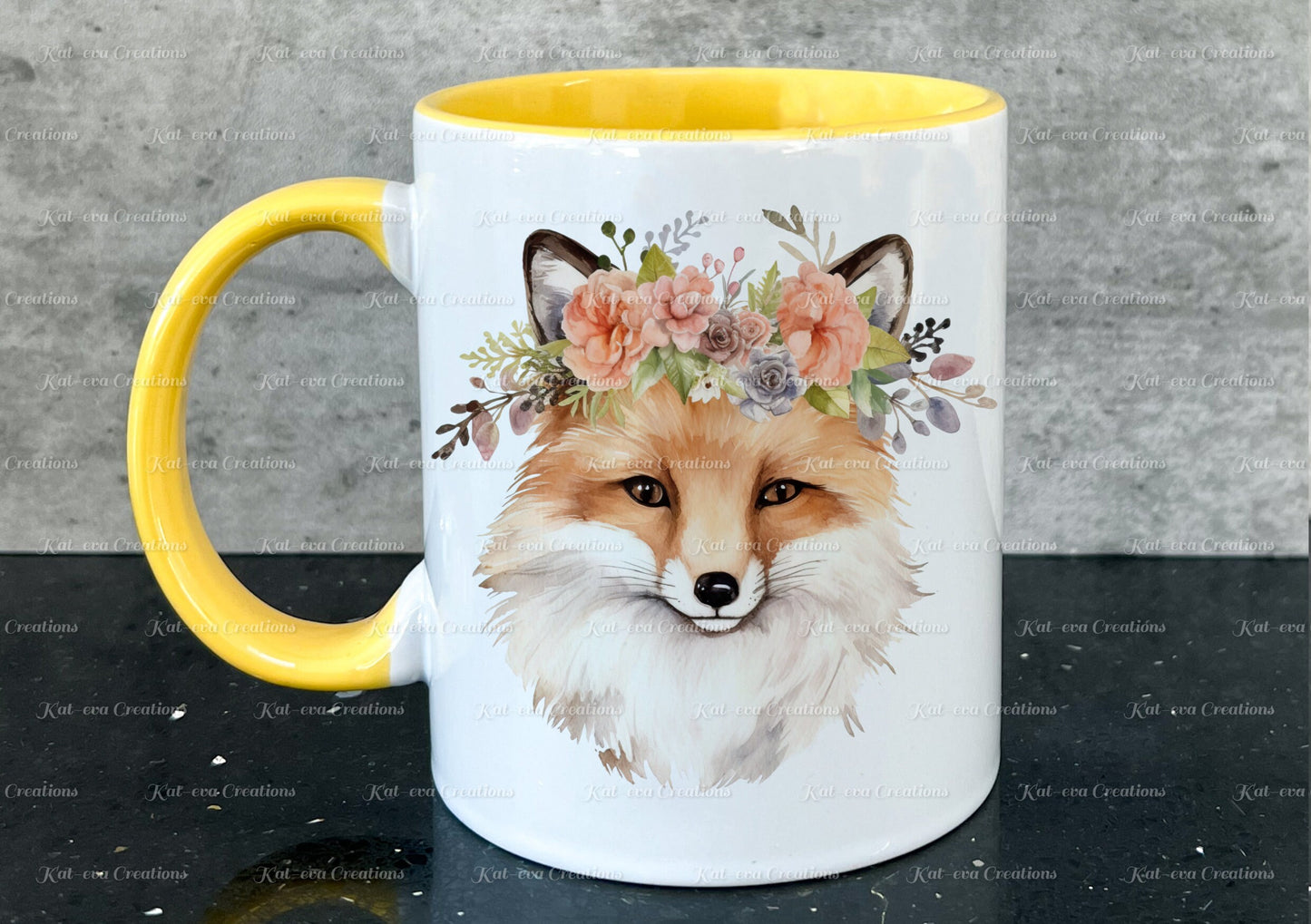 personalised fox mug. Gorgeous Floral fox Cup. Ideal for birthday, secret santa, stocking filler or Christmas present