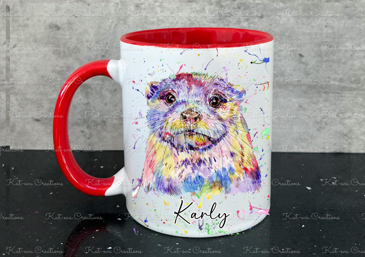 Beautiful otter mug. personalised otter cup. ideal birthday or christmas gift. secret santa present. xmas eve mug or stocking filler