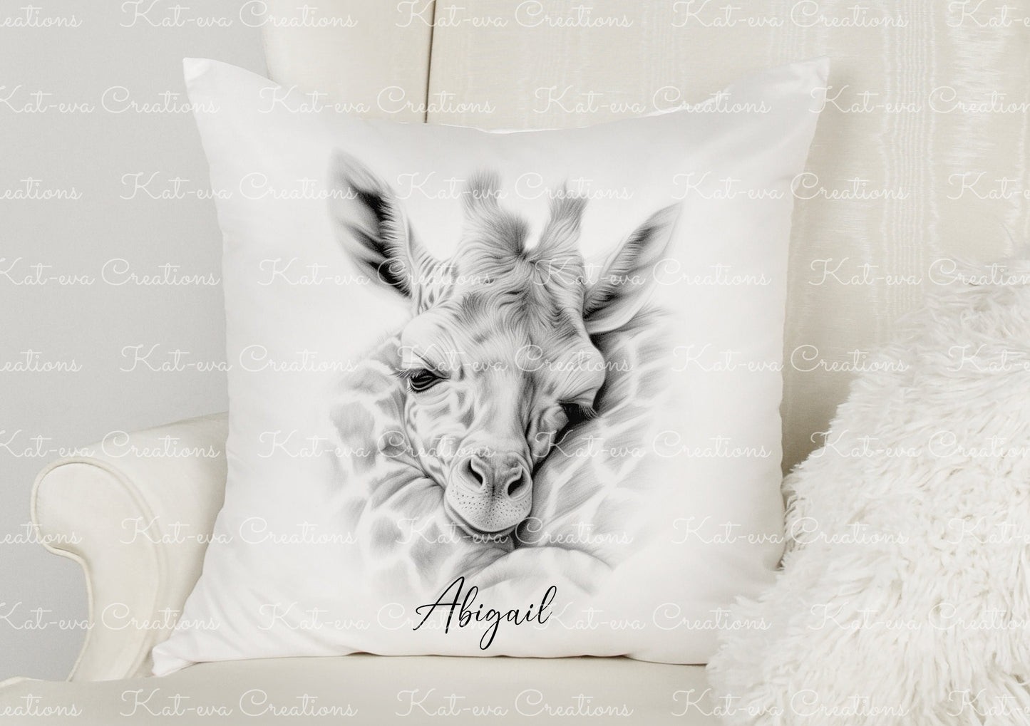 giraffe cushion. personalised sleeping giraffe pillow. ideal christmas, secret santa, stocking filler, or birthday gift