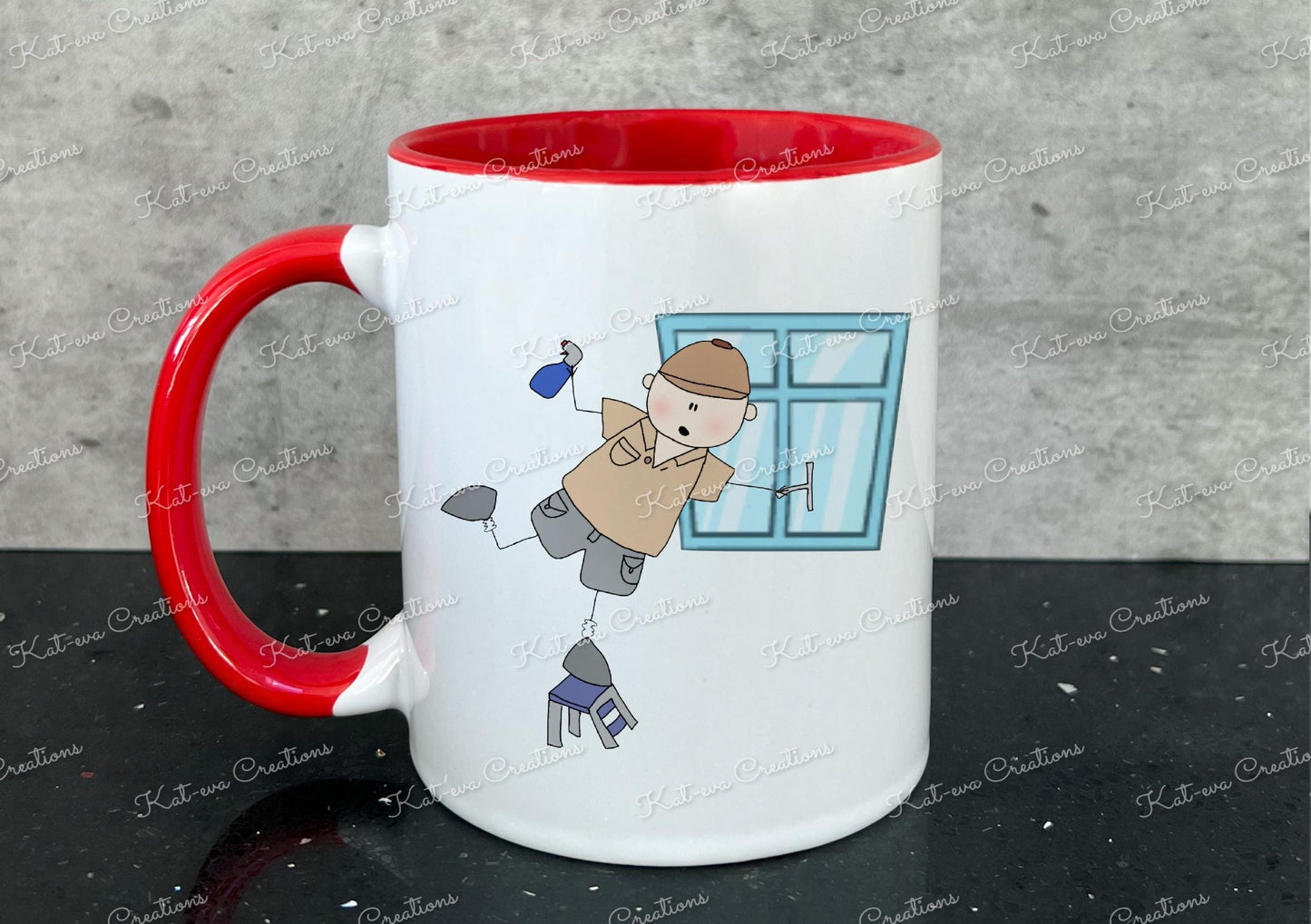 window cleaner mug. Personalised window cleaner cup. Thank you gift. or christmas present