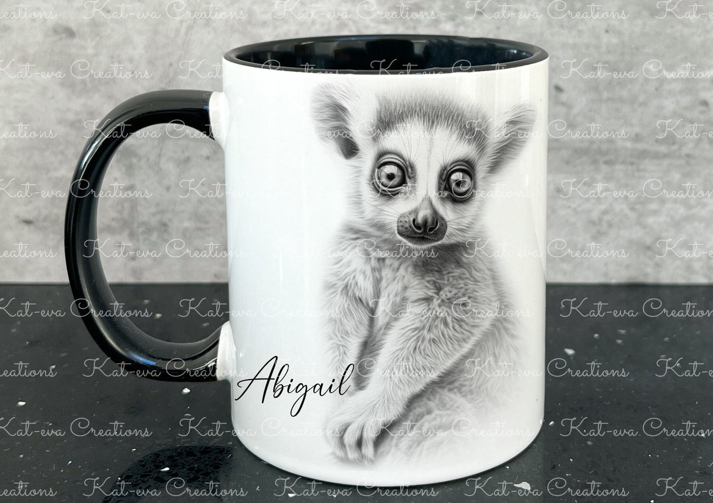 lemur mug. Personalised lemur cup. Ideal gift for Christmas. Birthday, secret santa or stocking filler