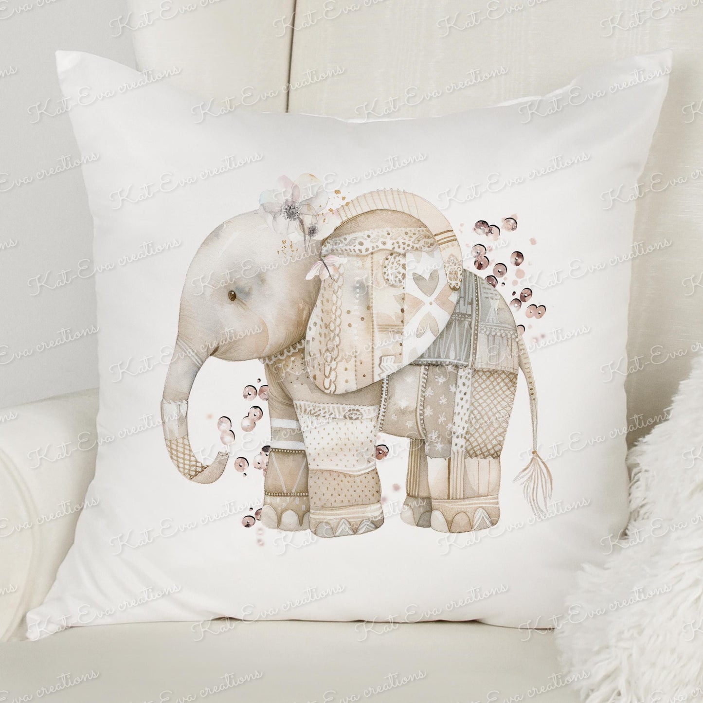 Patchwork elephant cushion. Personalised congratulations pillow. choice of elephant colour. newborn baby girl, baby boy. Birthday gift