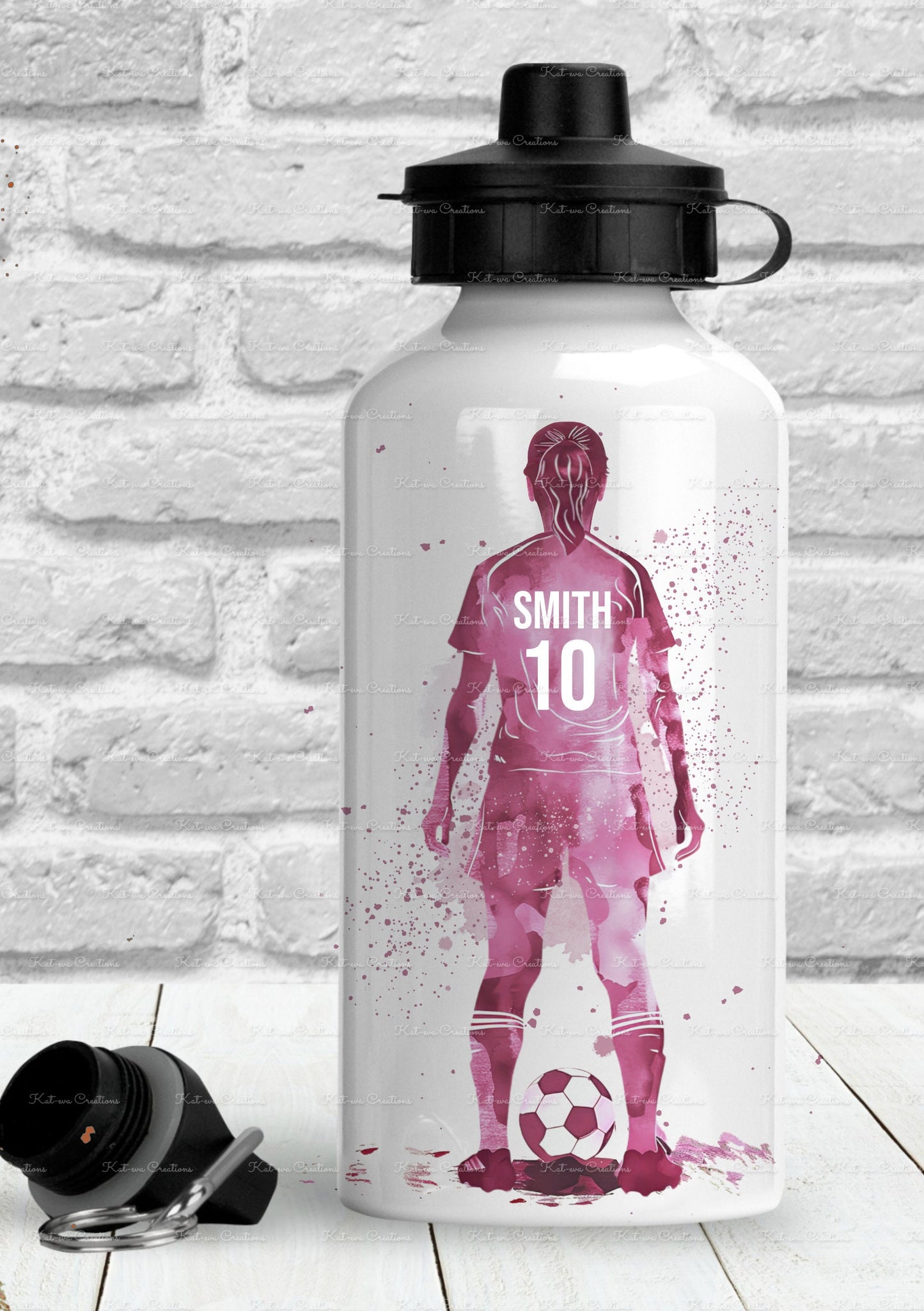football bottle. Personalised girls female football bottle. ideal christmas or birthday gift or back to school. School bottle water bottle