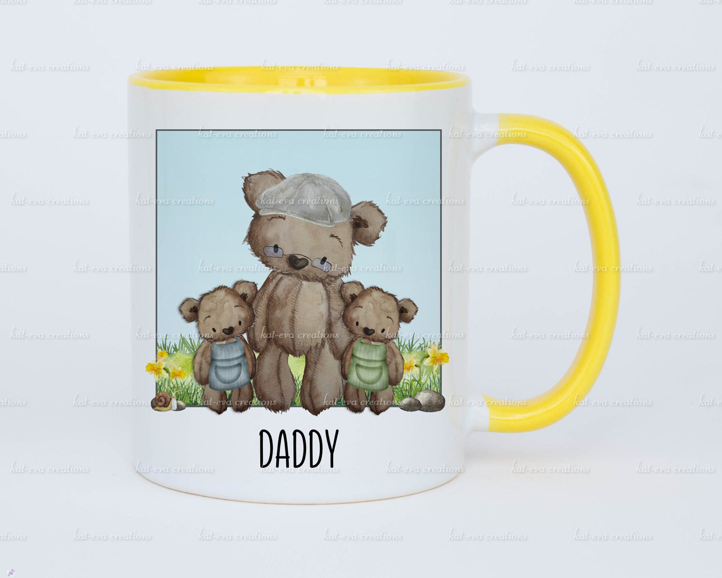 Stunning watercolour dad, grandad teddy mug or mug and coaster set. can be personalised