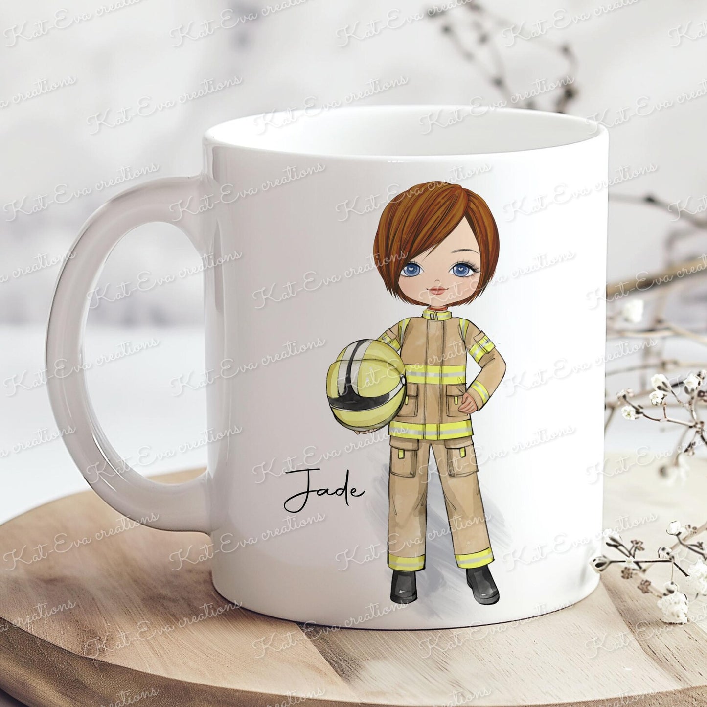 firefighter. fire woman mug