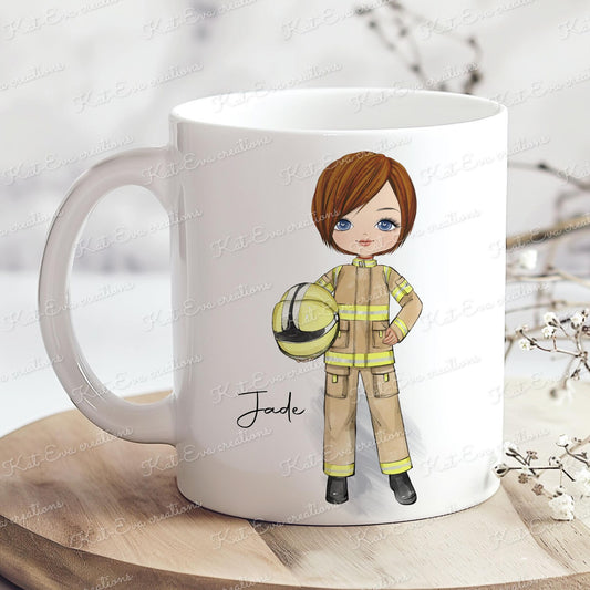 firefighter. fire woman mug