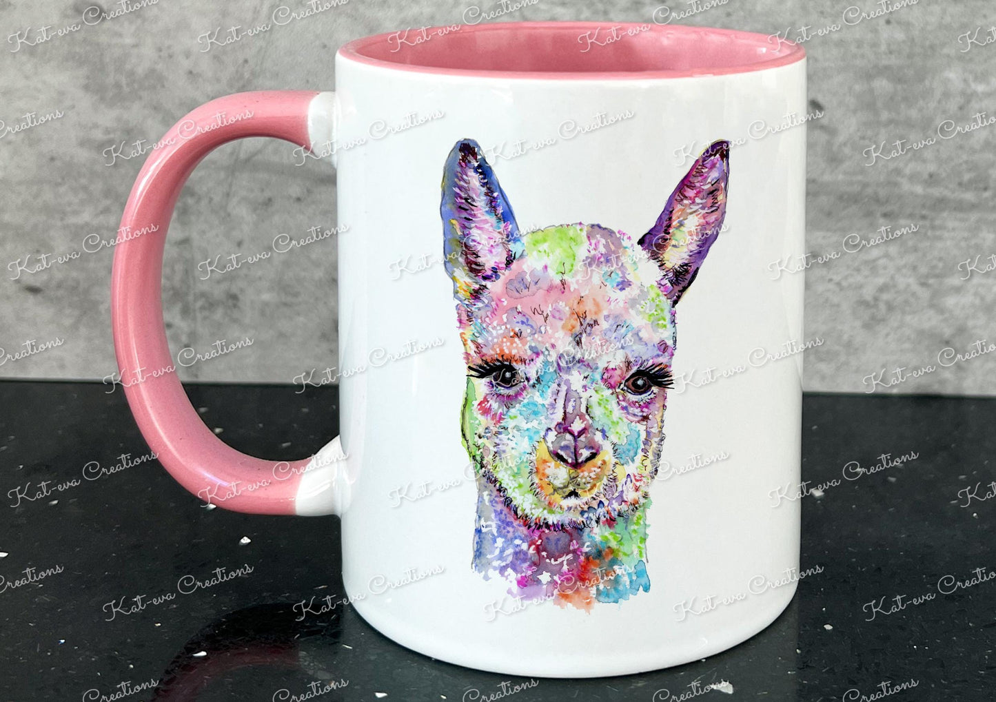 Personalised alpaca mug, llama cup. Ideal birthday or christmas gift, Secret santa present or stocking filler. watercolour animal mug