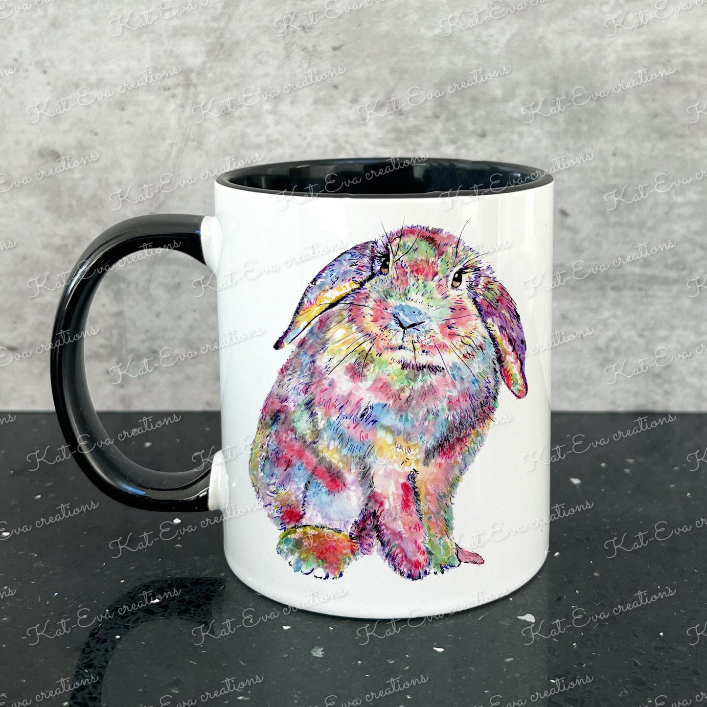 rabbit mug. bunny cup. can be personalised. ideal birthday, mother's day or father's day gift. Easter present