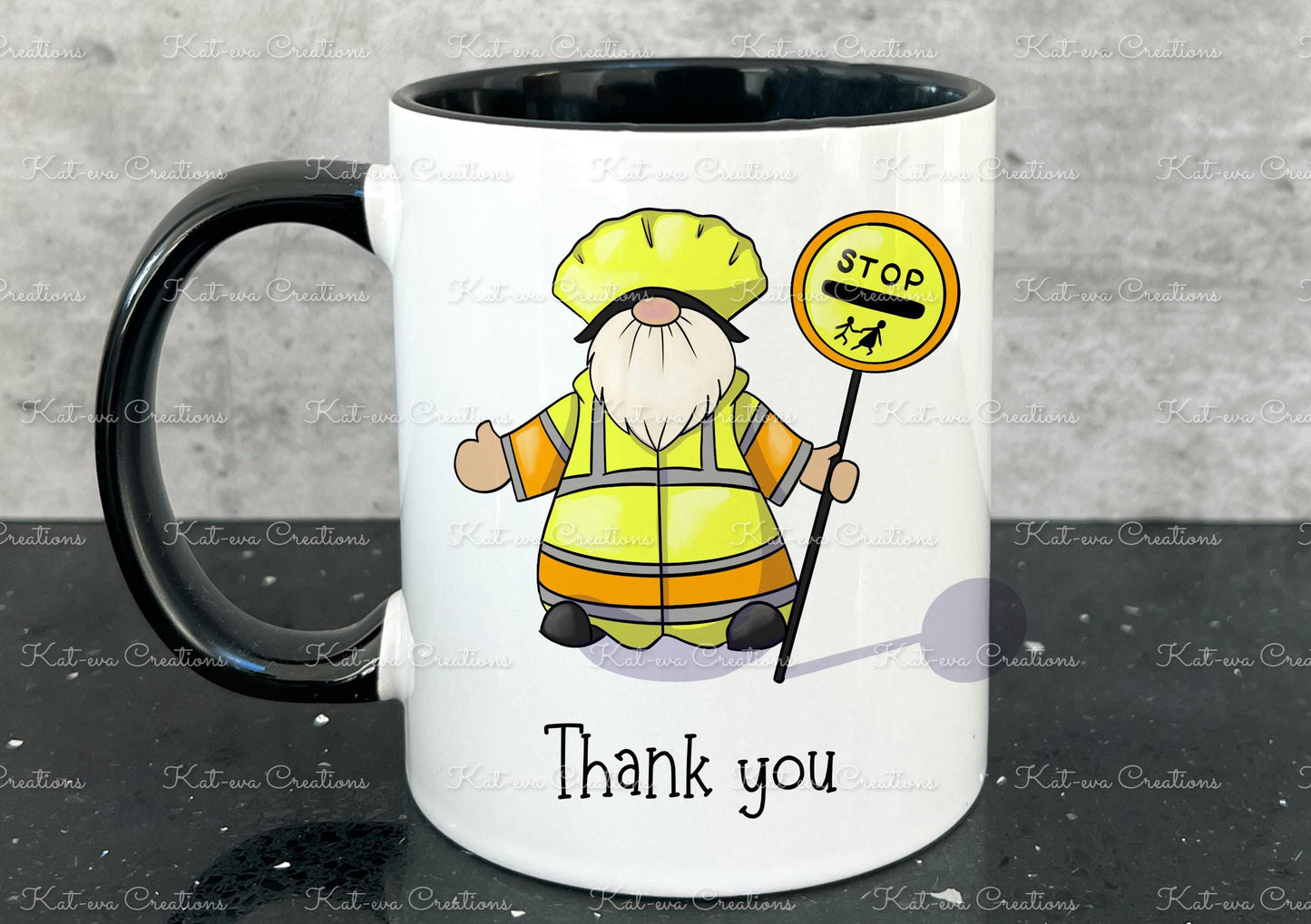 Personalised lollipop man woman gonk gnome mug. . lollypop crossing patrol. Ideal christmas present or birthday gift
