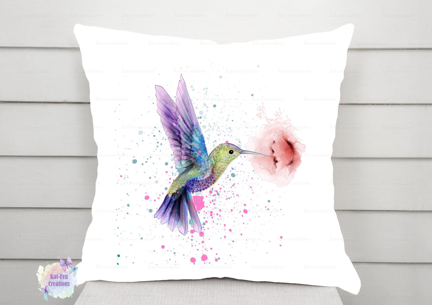 hummingbird cushion. personalised hummingbird pillow. birthday gift. secret santa or christmas present
