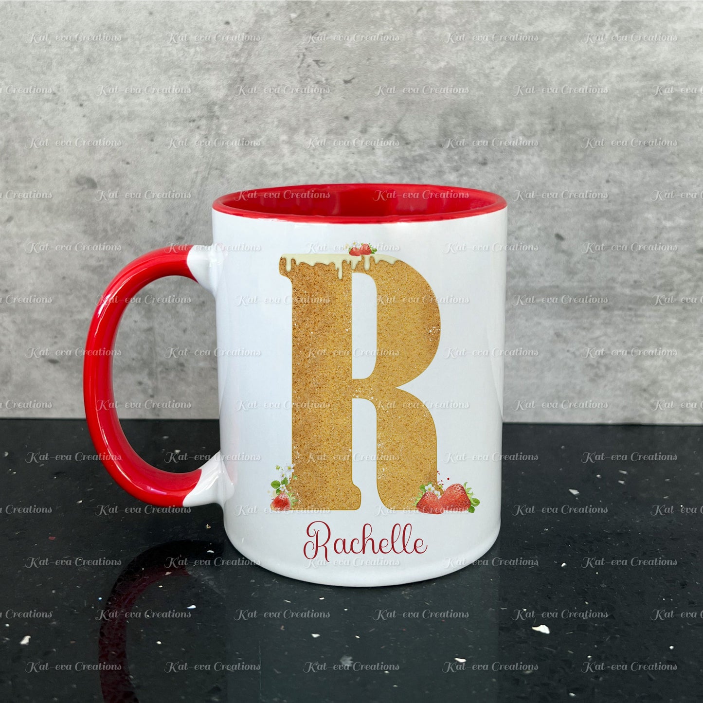 Baker mug. Personalised sponge cake alphabet cup. Ideal Birthday gift