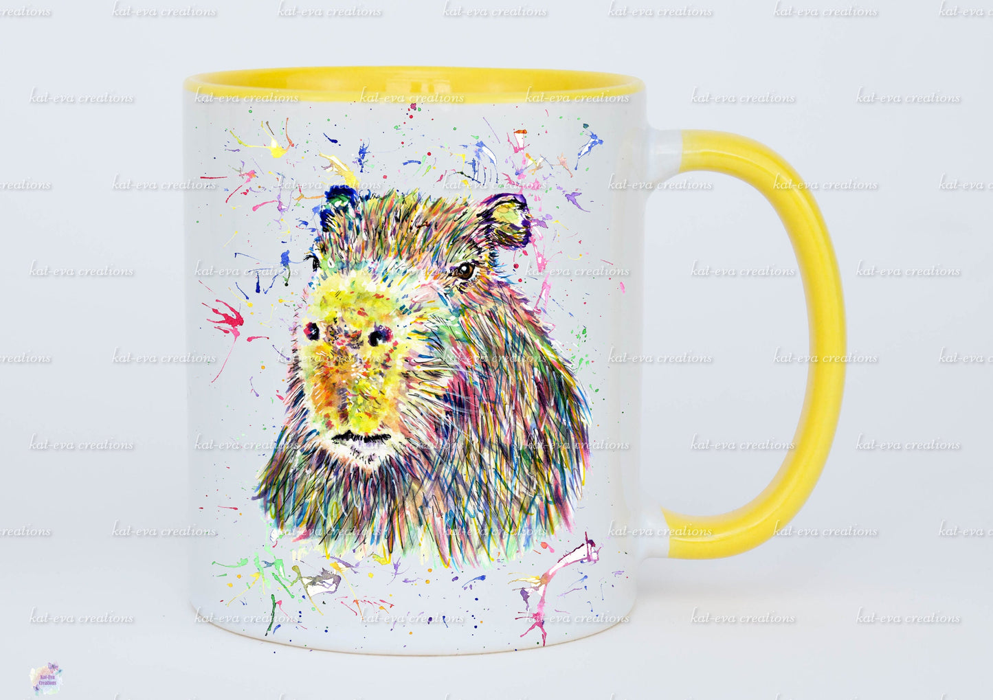 personalised watercolour capybara mug or mug and coaster set