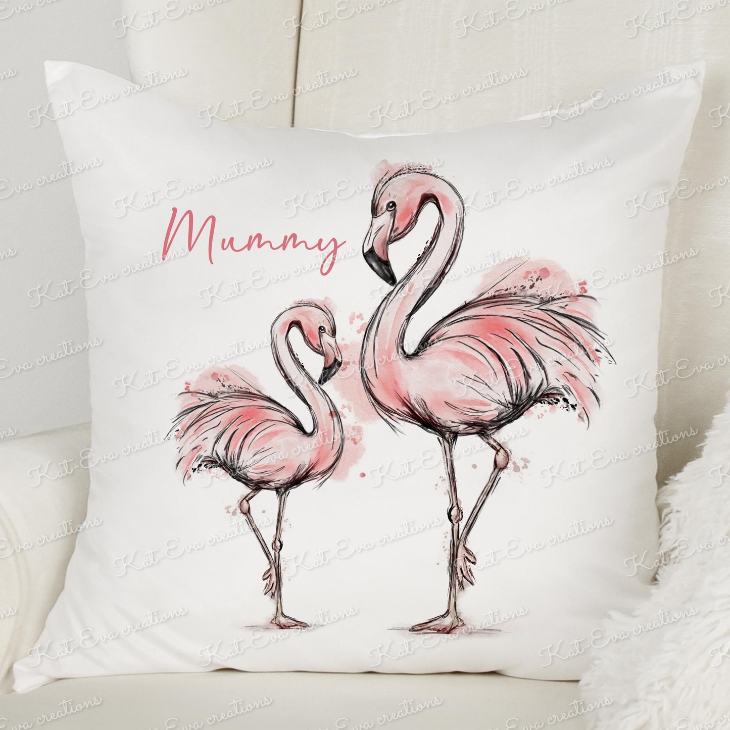 Flamingo cushion. Stunning mother's day pillow. Personalised cushion. Mothers day gift. Birthday present. Wedding, engagement, anniversary