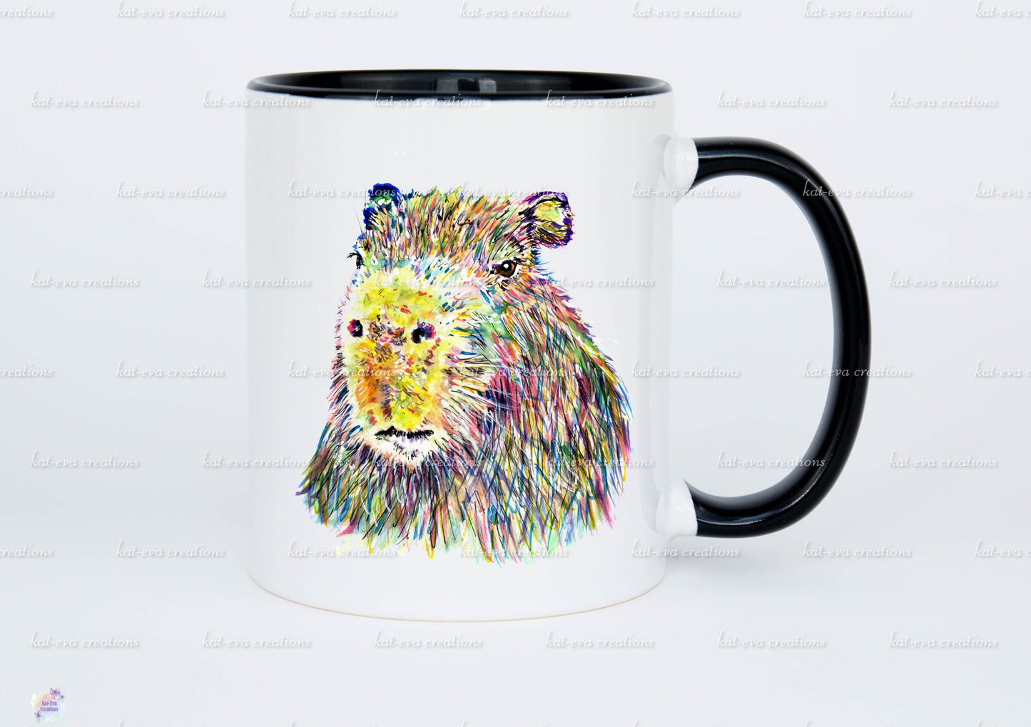 personalised watercolour capybara mug or mug and coaster set