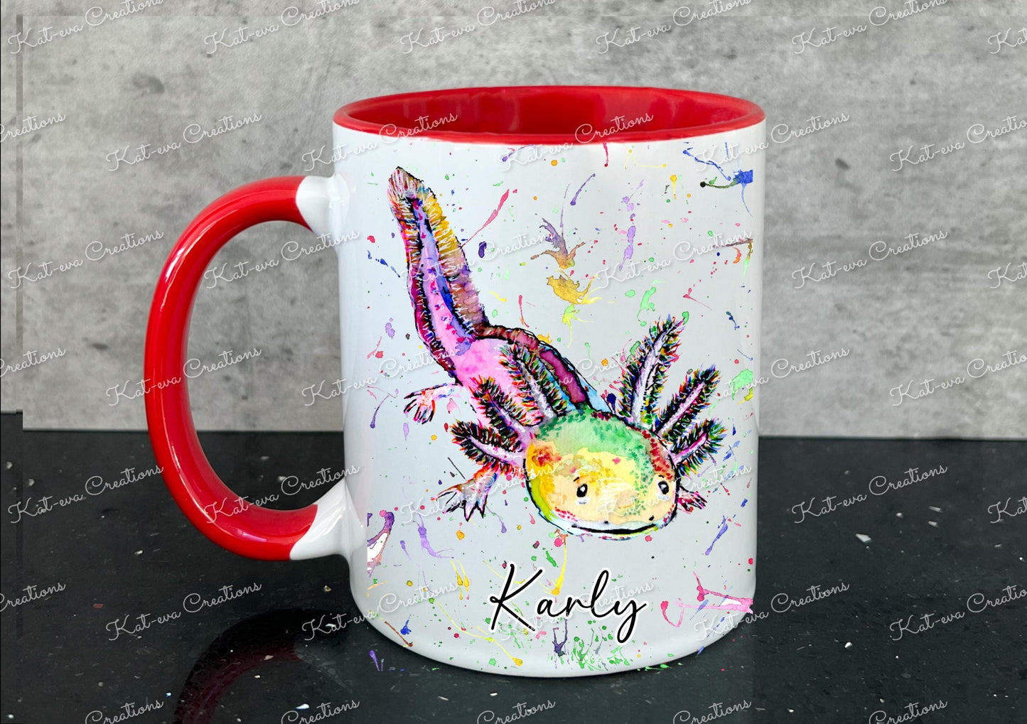 axolotl mug, personalised axolotl cup. Christmas eve mug, christmas or birthday present. Secret santa gift or stocking filler.