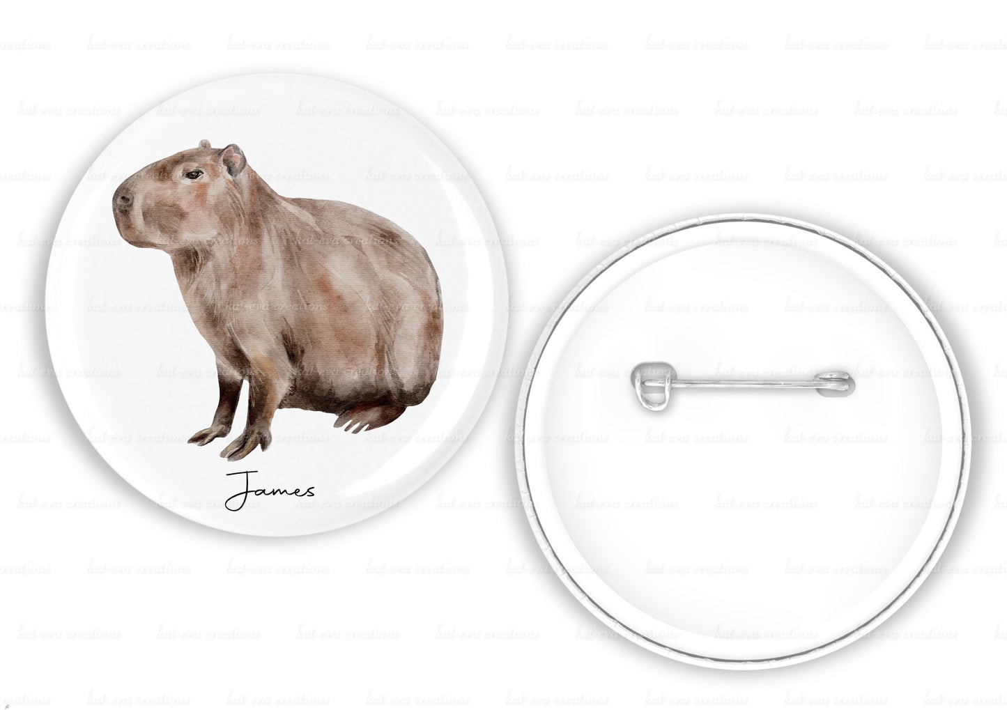 Capybara Card or card and badge. Can be personalised Ideal birthday or good luck card