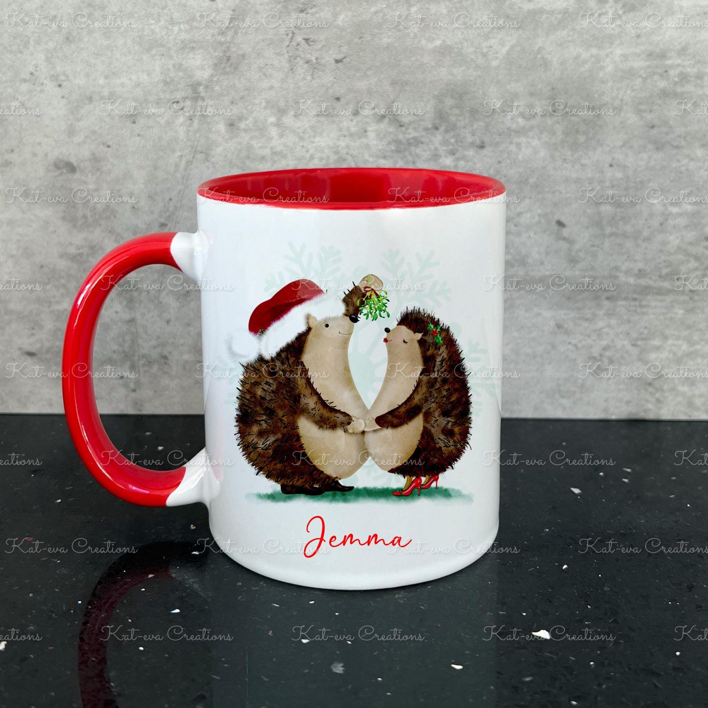 hedgehog mug. Christmas hedgehog cup. can be personalised. Ideal Christmas, birthday, secret Santa or stocking filler gift