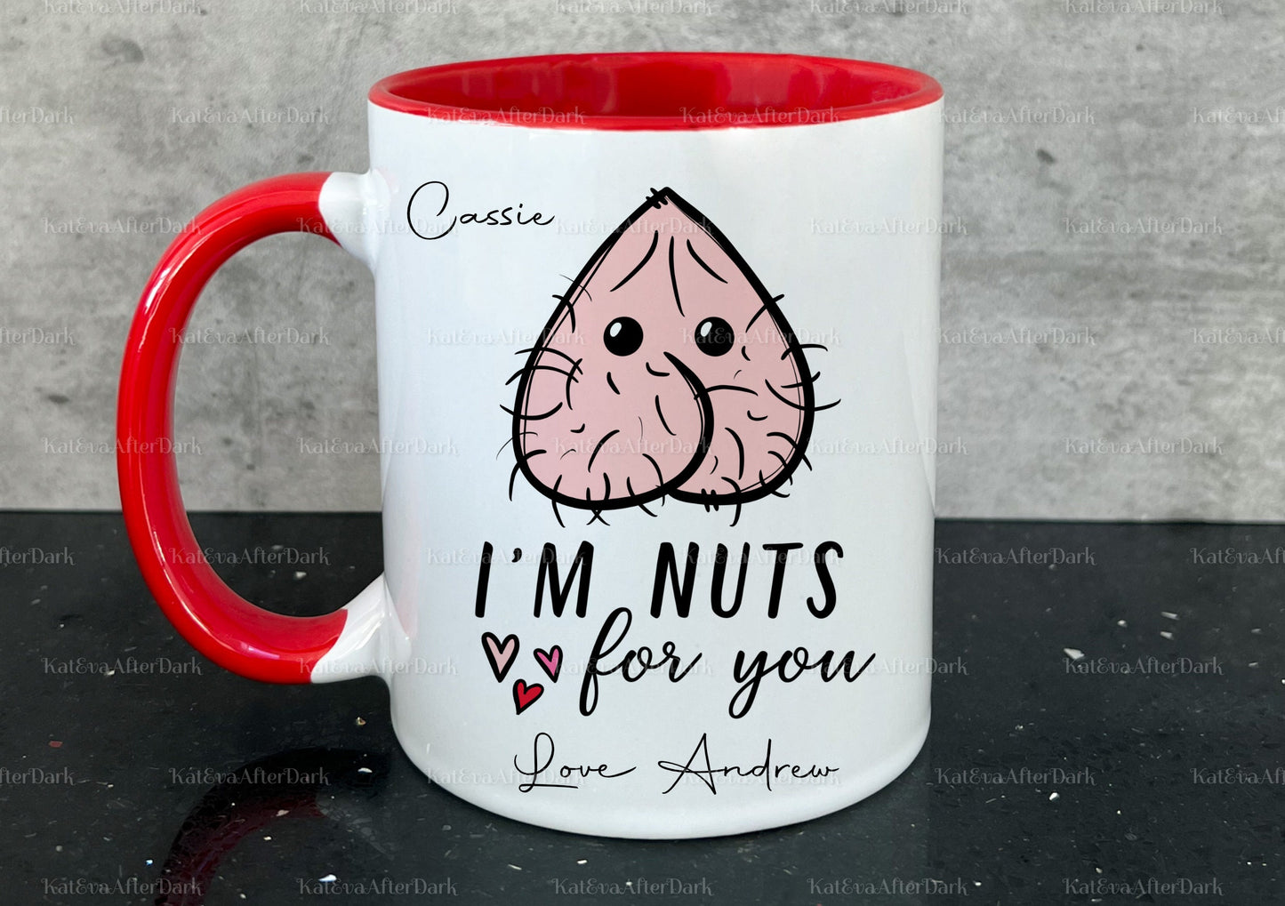 balls mug. I'm nuts for you personalised cup. Can be personalised. Ideal for Christmas or Birthday gift or secret santa or stocking filler