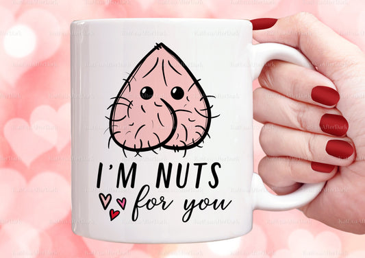 balls mug. I'm nuts for you personalised cup. Can be personalised. Ideal for Christmas or Birthday gift or secret santa or stocking filler
