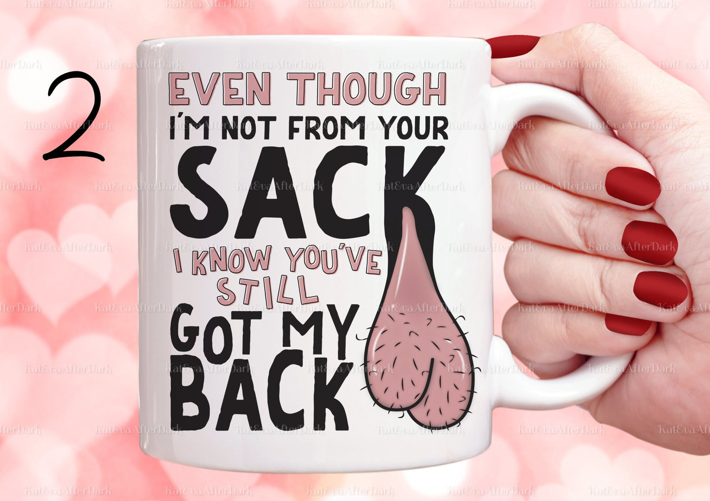 Even though im not from your sack mug. personalised balls mug. Stepdad. Ideal for Christmas, Birthday gift, secret santa or stocking filler