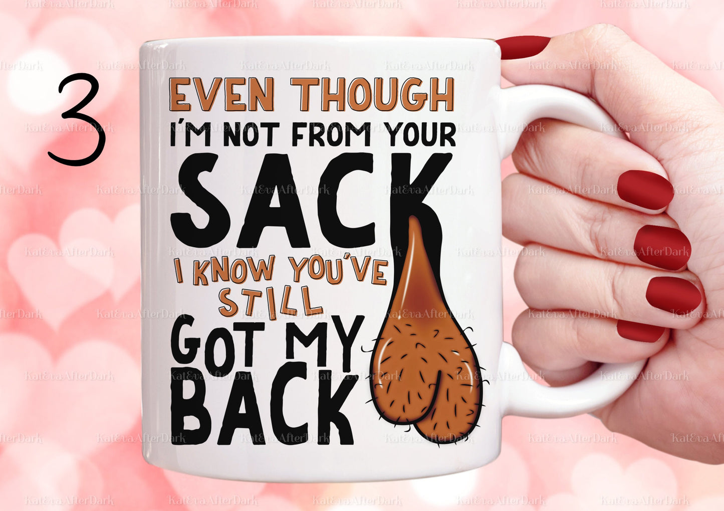 Even though im not from your sack mug. personalised balls mug. Stepdad. Ideal for Christmas, Birthday gift, secret santa or stocking filler