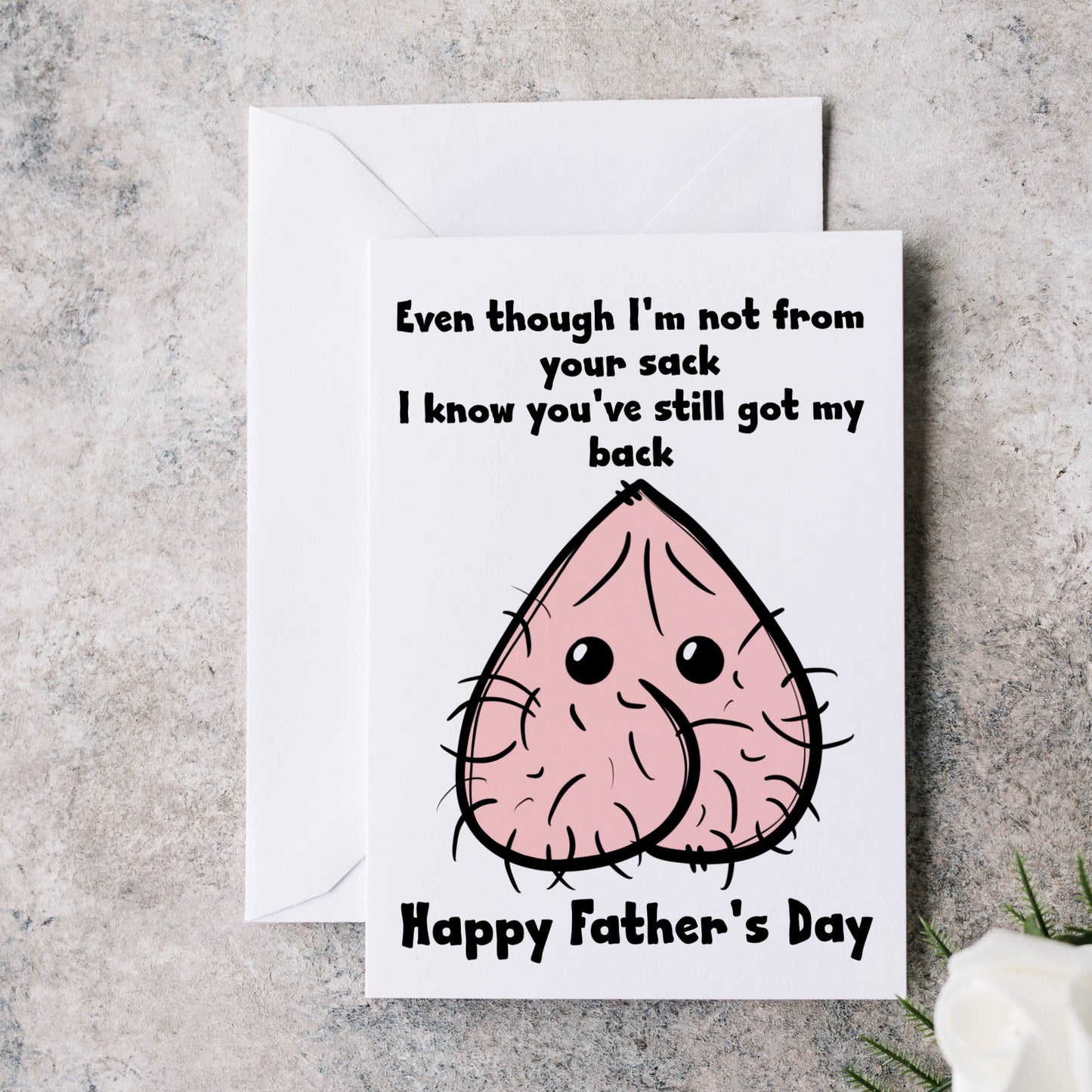 Step dad Father's day card. Even if i'm not from your sack greetings card set. Funny card.