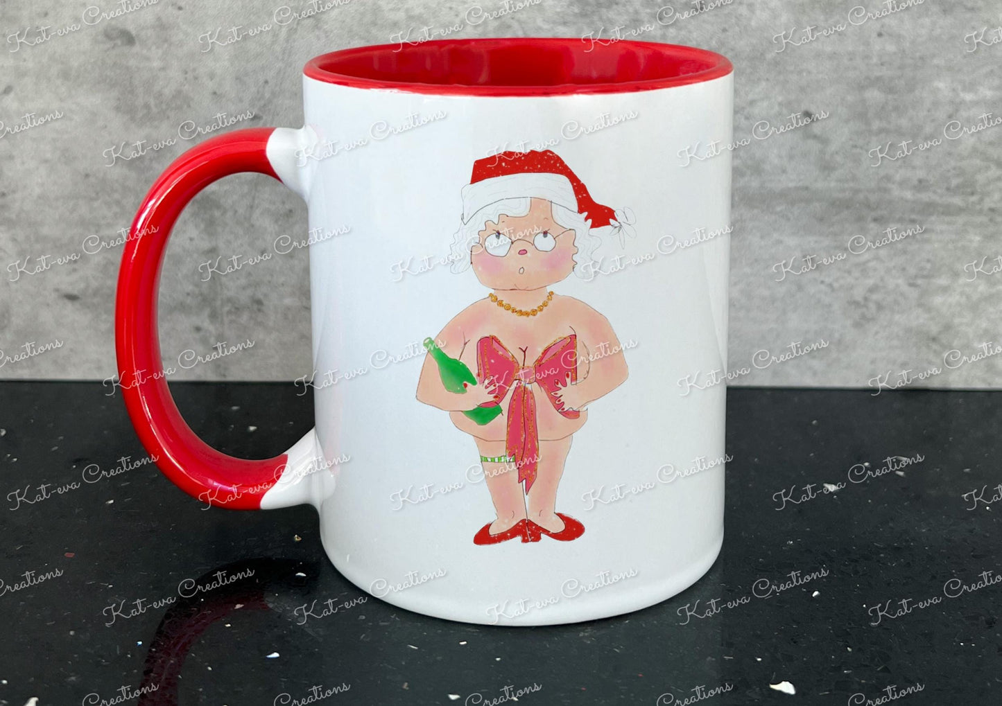 Rude Santa Mug. Santa or mrs claus personalised cup. Ideal stocking filler, christmas gift or secret santa present. funny xmas present