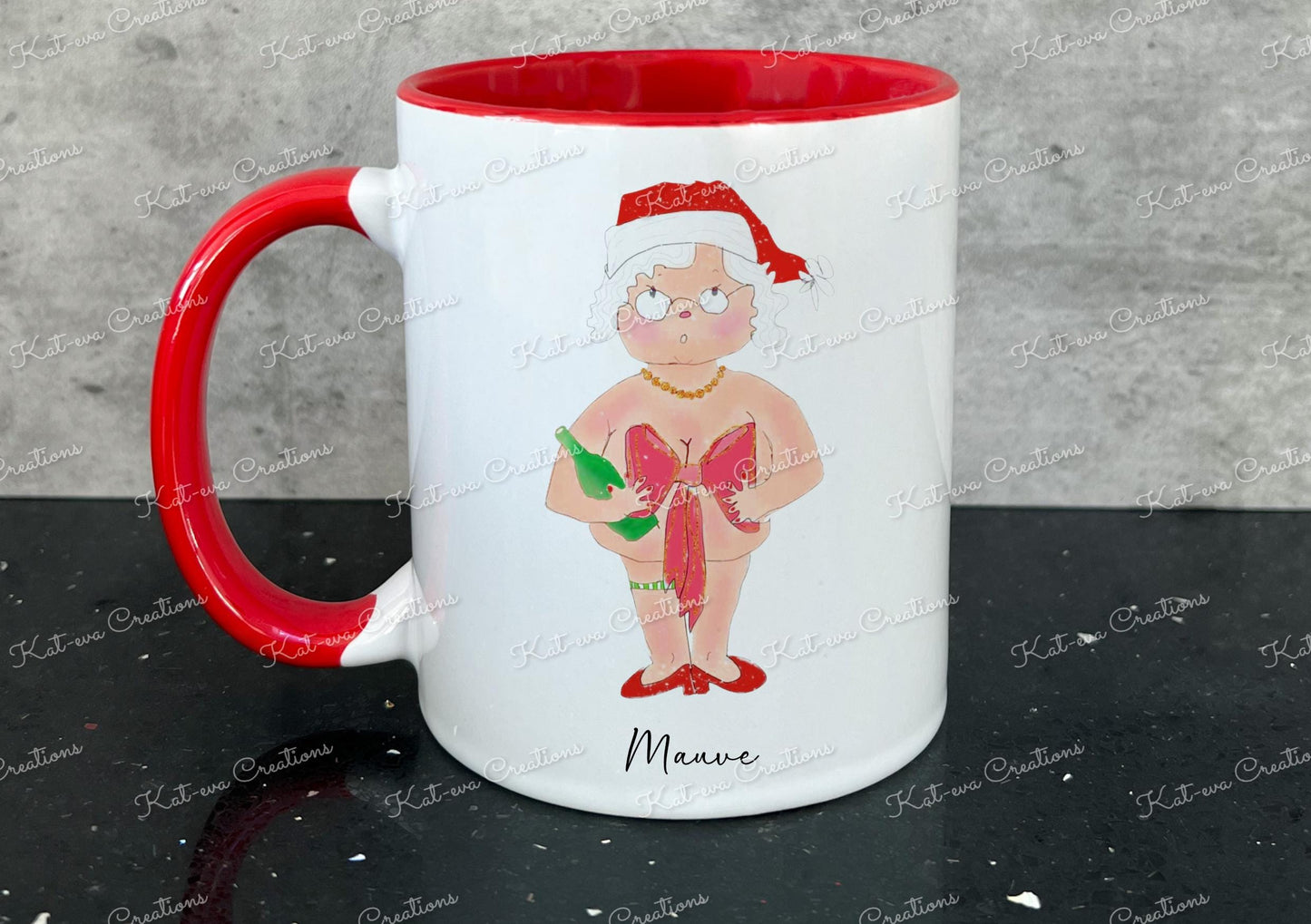 Rude Santa Mug. Santa or mrs claus personalised cup. Ideal stocking filler, christmas gift or secret santa present. funny xmas present