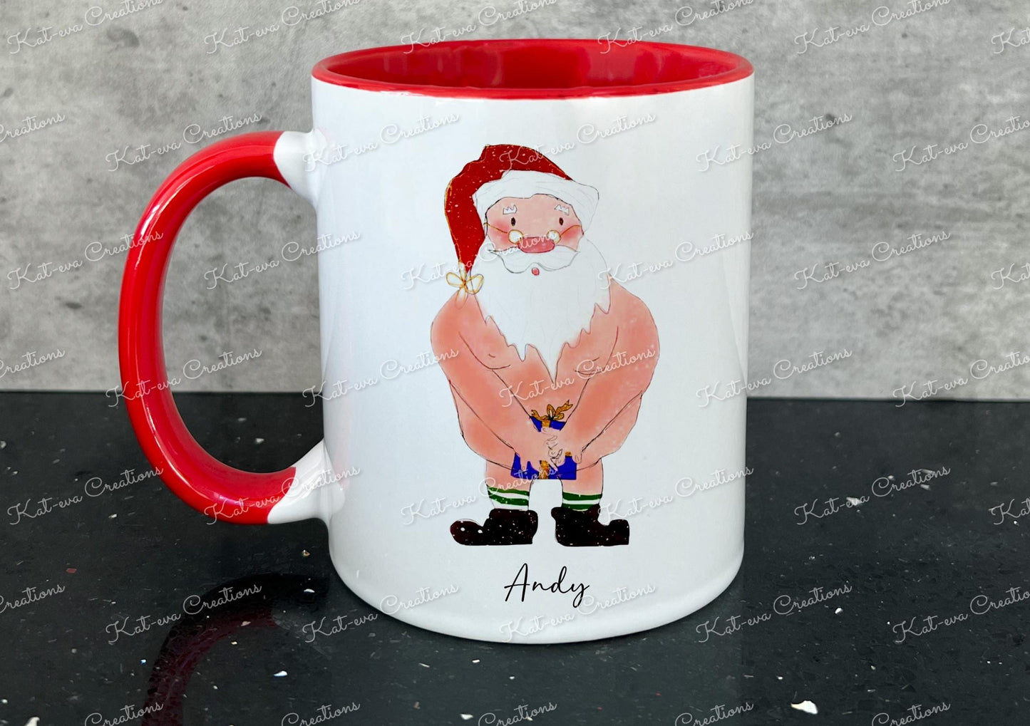 Rude Santa Mug. Santa or mrs claus personalised cup. Ideal stocking filler, christmas gift or secret santa present. funny xmas present