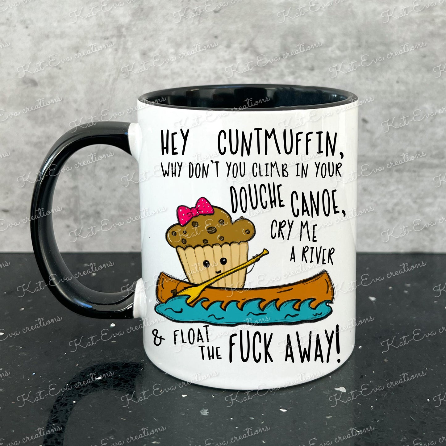 rude mug. Cuntmuffin, douche canoe, cry me a river cup. ideal birthday gift. Christmas or secret santa present