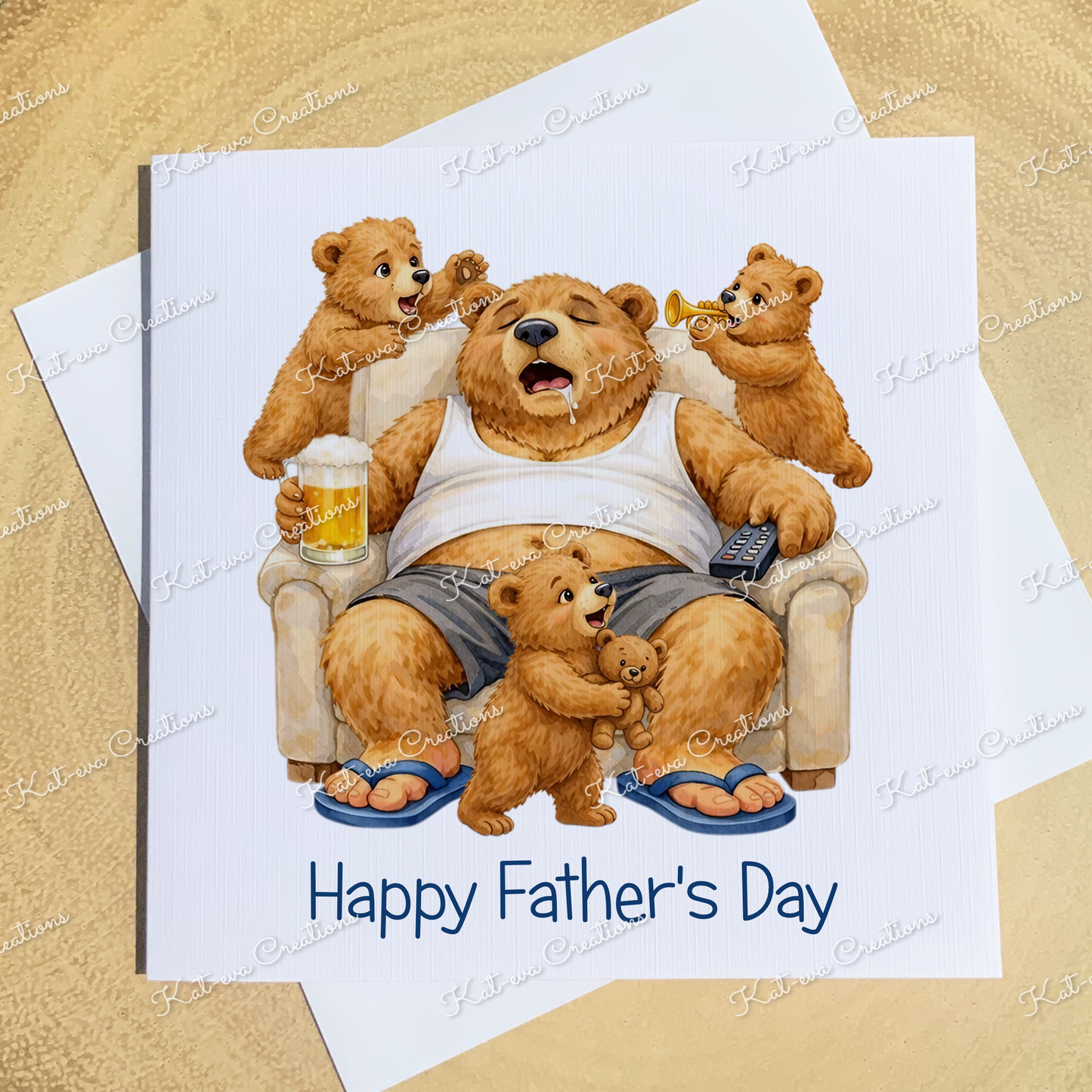 papa bear and cubs card