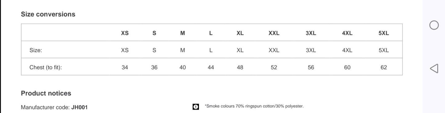 Hoodie Adult Sizes