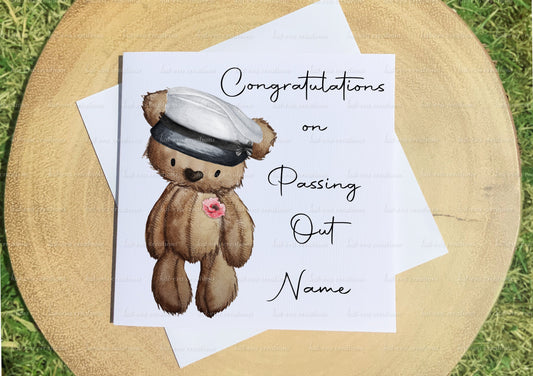 Passing out card, Personalised navy card. Congratulations Royal navy passing out parade card