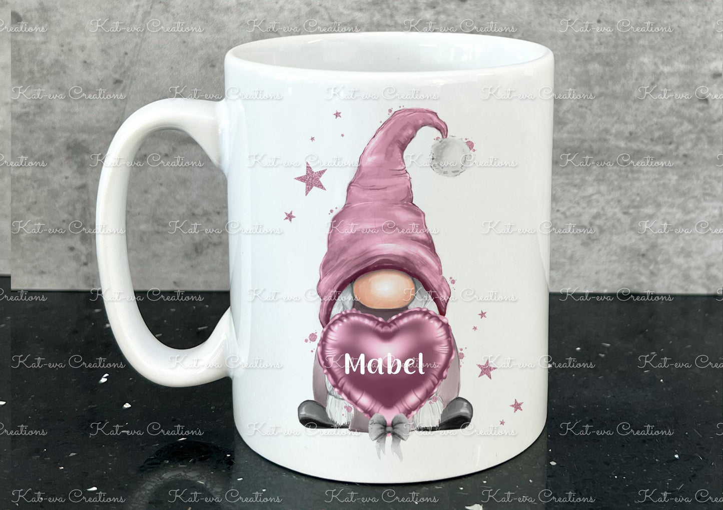 personalised gnome mug. personalised gonk mug. Choice of colour. Ideal christmas gift, secret santa present, birthday, wedding or engagement