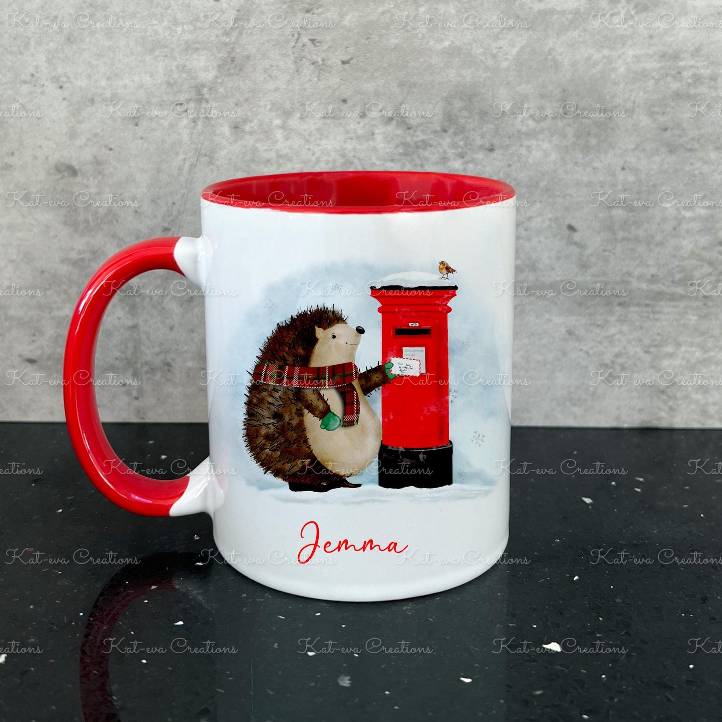 hedgehog mug. Christmas hedgehog cup. can be personalised. Ideal Christmas, birthday, secret Santa or stocking filler gift